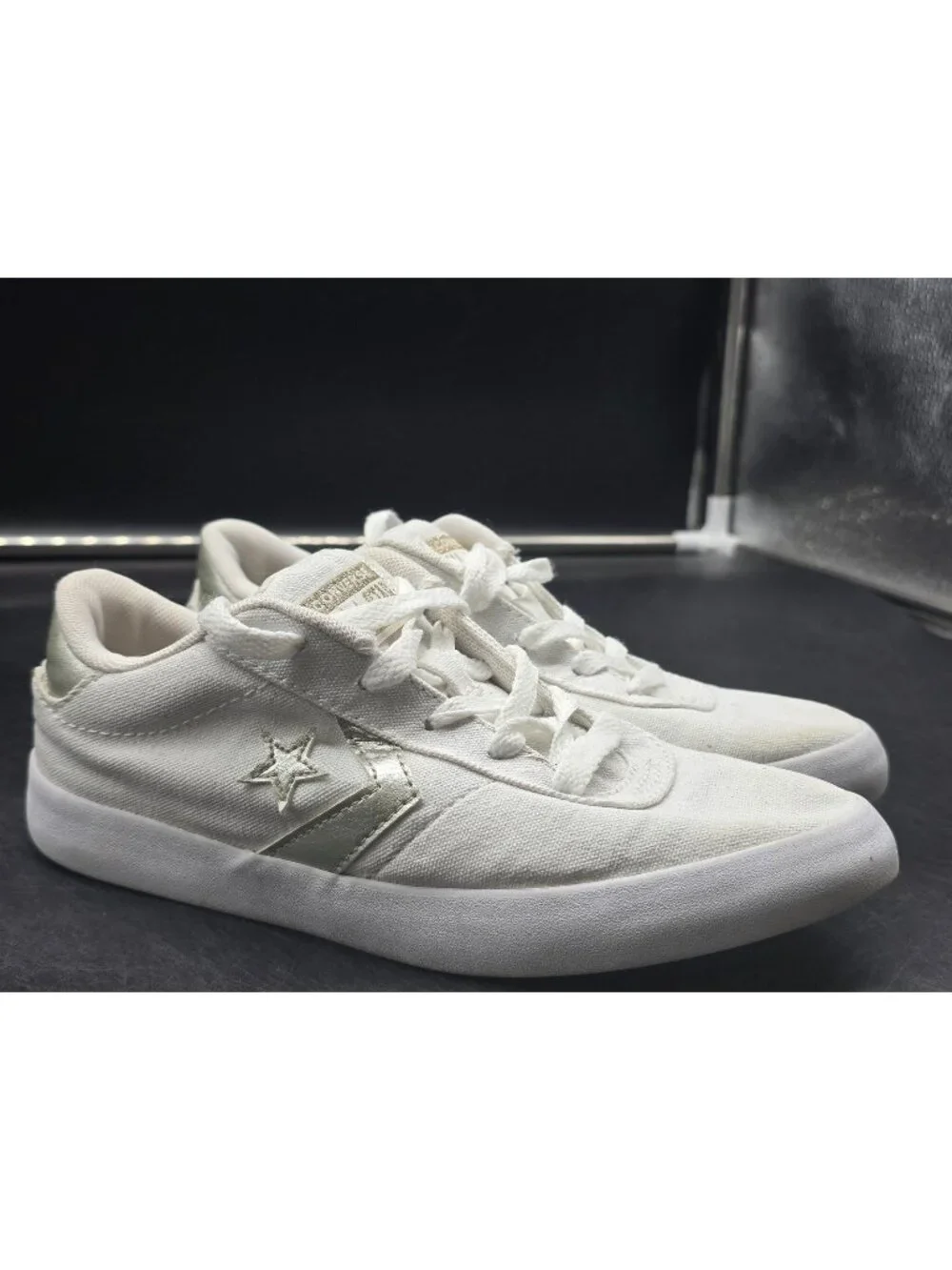 Converse All Star Shoes Kids 2 White Point Star Canvas Low Top Sneakers 361810F